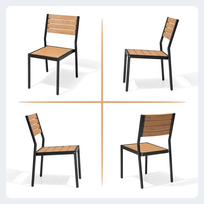 7-Piece Set Outdoor Patio Extendable Dining Table Aluminum with Stackable Chairs