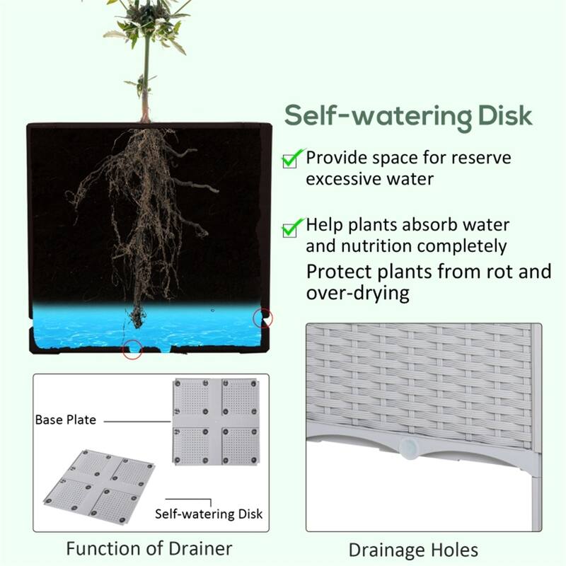 2-Pack Polypropylene Grey Elevated Garden Planters Box for Vegetables Herbs and Flowers - 15.75" L x 15.75" W x 17.3" H