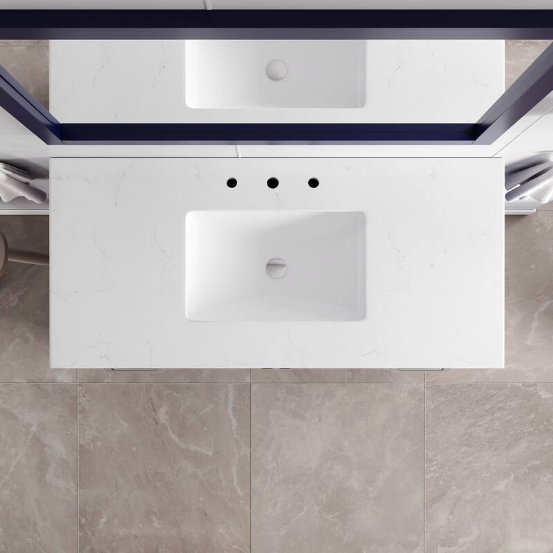 Eviva Aberdeen 42"W x 22"D Bath Vanity with Carrara Quartz Top