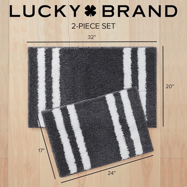 Lucky Brand Harden Striped Heathered Bath Rug with Anti-Skid
