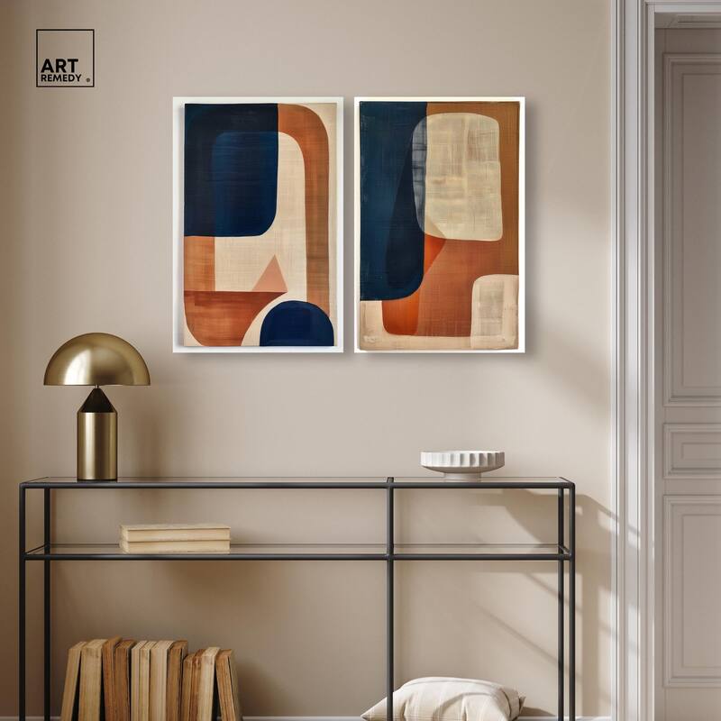 Blue Cream Set Canvas Set of 2 by Art Remedy, Gallery Wrapped