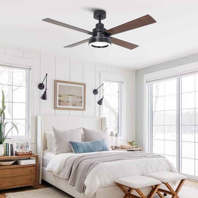 Vaczon 52" Nickel/ Black Modern 3CCT Indoor Ceiling Fan with Light and Remote