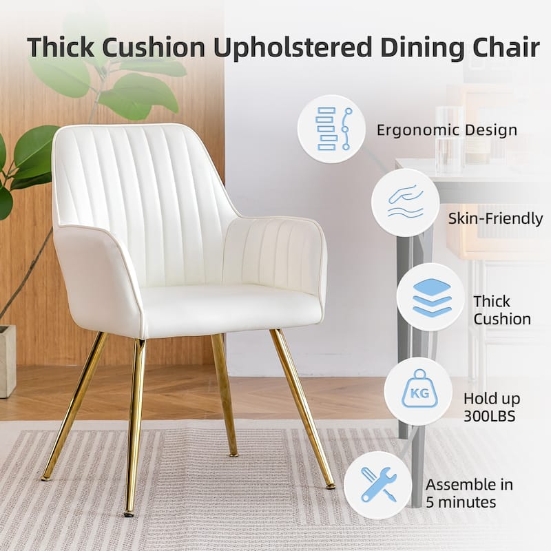 Dining Chair Set of 2 - Modern Mid-Back Accent Chairs with Gold Plating Legs - Upholstered Living Room Chairs (Set of 2)