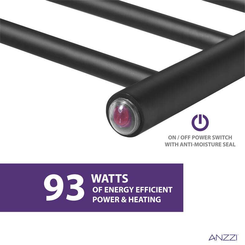ANZZI Glow 4-Bar Stainless Steel Wall Mounted Towel Warmer in Matte Black