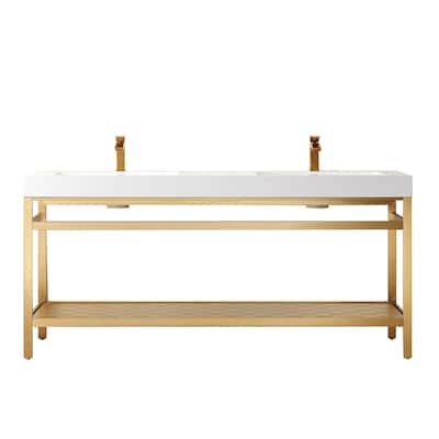 Ablitas 72" Double Vanity in Metal with Stone Sink Top