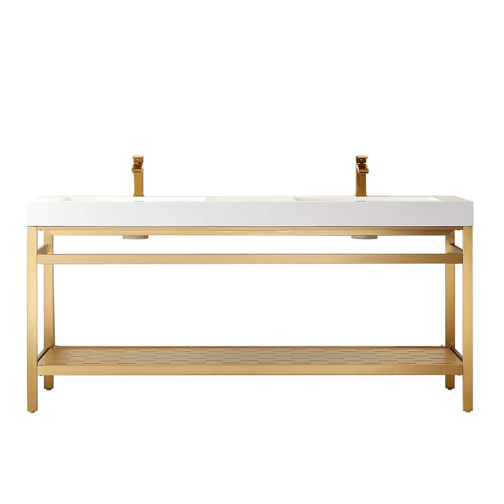 Ablitas 72" Double Vanity in Metal with Stone Sink Top