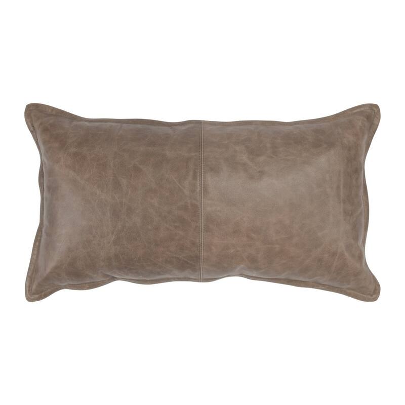 Kosas Home Cheyenne 100% Leather Throw Pillow, Taupe