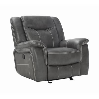 Upholstered Motion Glider Recliner in Grey