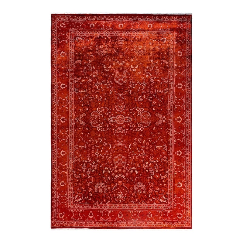 Fine Vibrance One-of-a-Kind Hand-Knotted Area Rug - Orange, 6' 1" x 9' 0" - 6' 1" x 9' 0"