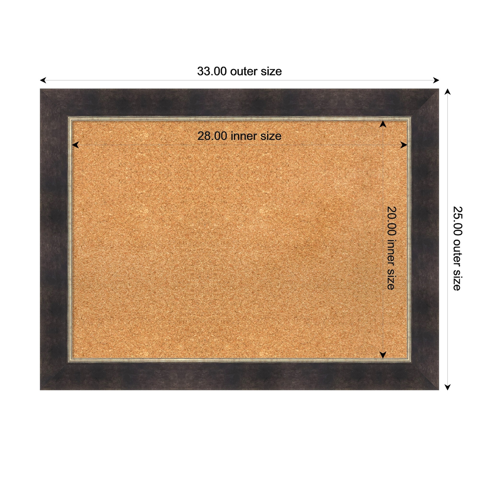 Odin Antique Bronze Wood Framed Cork Board - Bulletin Board, Organization Board, Pin Board