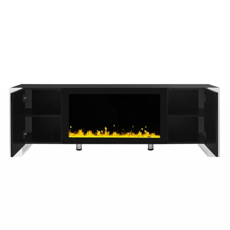 Modern TV Stand with 34.2" Non-heating Electric Fireplace,with 2 Cabinets,Media Console for TVs up to 78"