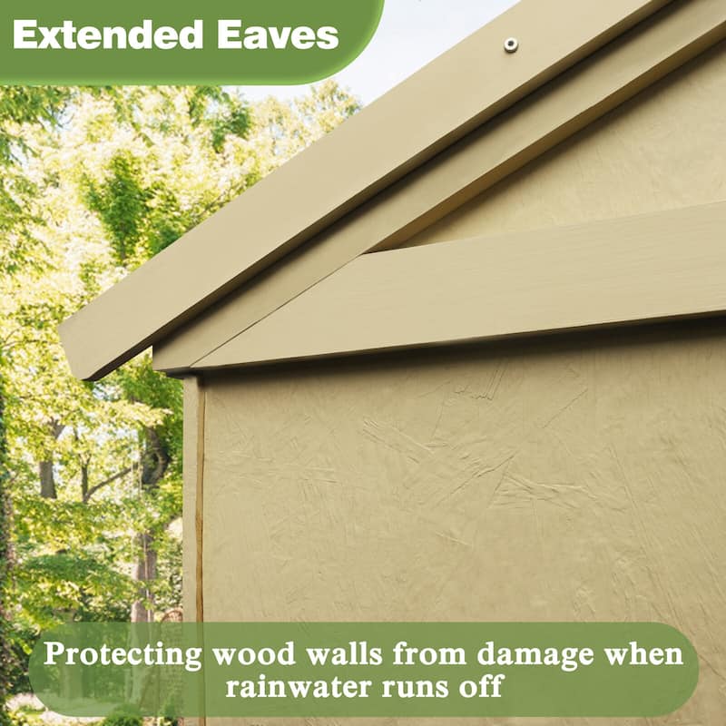 VEIKOUS Outdoor Wood Storage Shed with Lockable Door and Window - 8'x12'