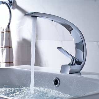 Modern Single Handle Bathroom Faucet Curved Chrome Vessel Sink Faucet