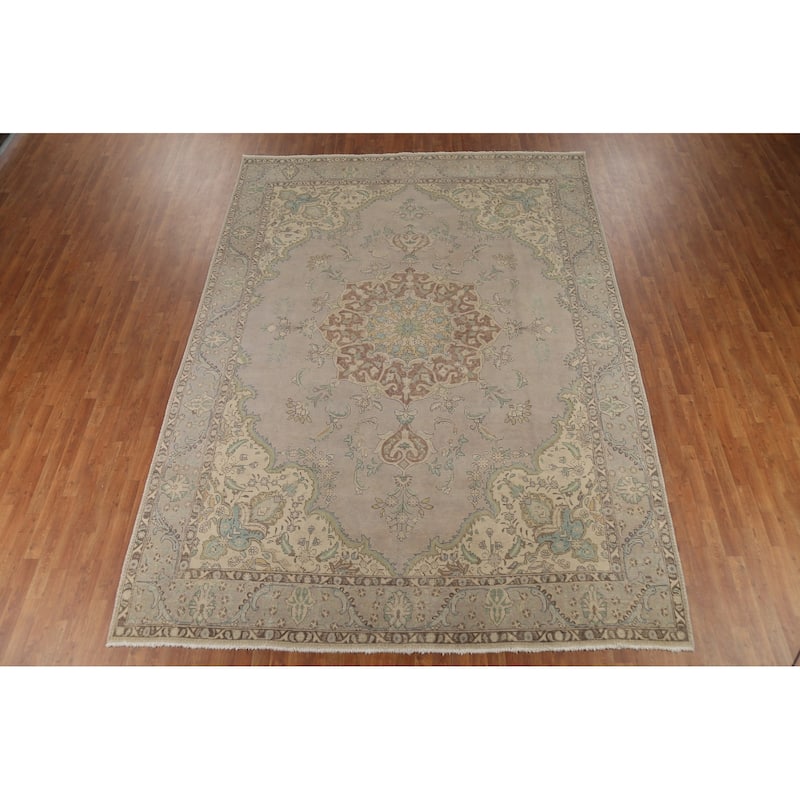 Tabriz Persian Vintage Rug Hand-Knotted Traditional Wool Carpet - 9'4"x 12'8"