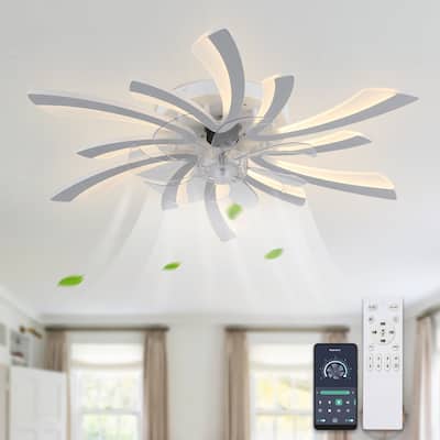 Cusp Barn 30-In Modern Ceiling Fan with Lights and APP Control, Dimmable LED Lighting Fixture, 6 Speeds Hanging Lamp for Bedroom