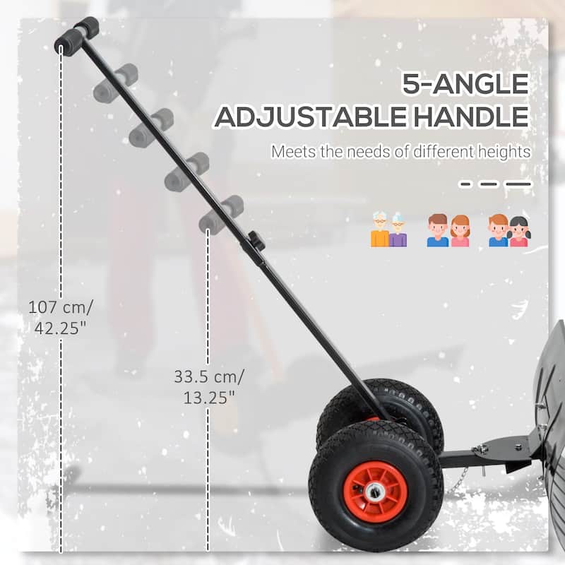 Snow Shovel with Wheels, Snow Plow Shovel Angle & Adjustable Handle