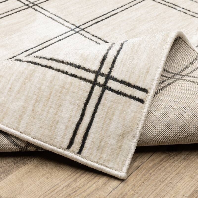 Hansel Updated Plaid Beige/ Black Area Rug