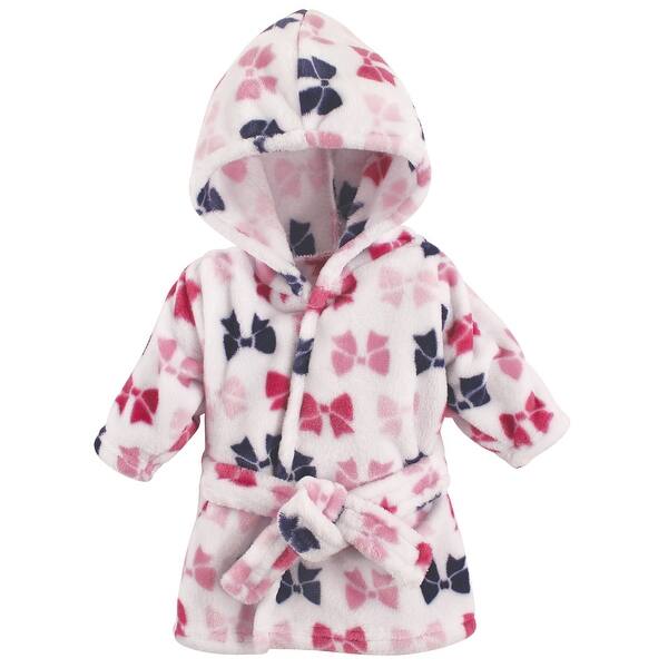 slide 1 of 1, Hudson Baby Infant Girl Plush Animal Face Bathrobe, Bows, 0-9 Months - Bows - 0-9 Months 0-9 Months - Bows