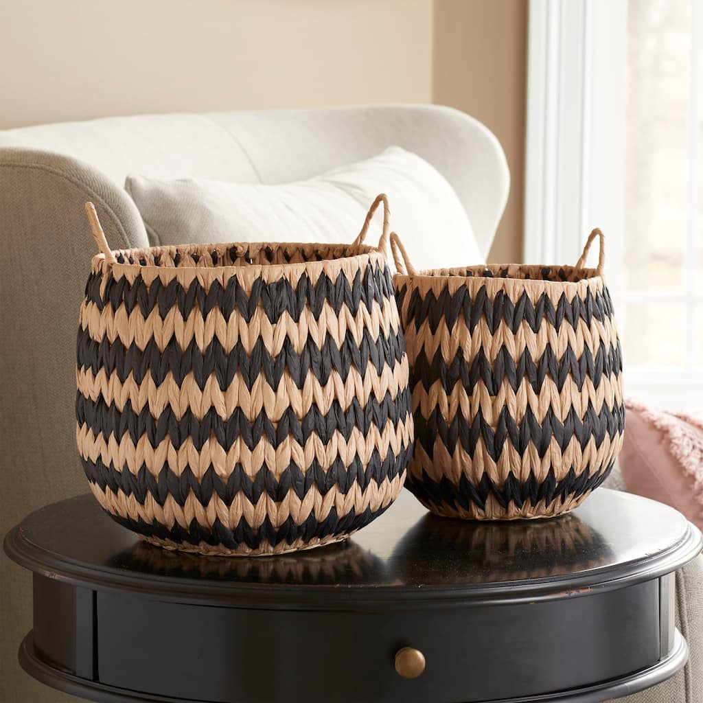 Household Essentials Cattail and Paper Flame Stitch Basket Set
