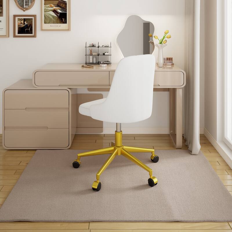 Javlergo Velvet Desk Chair with Height Adjustable Gold Base Swivel Office Chair for Office Living Room Bedroom Make Up