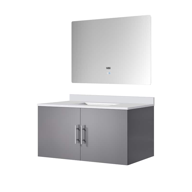36-inch Bathroom Vanity with Marble Top, Soft Close Features,and Mirror -Scratch & Stain Resistant Countertop