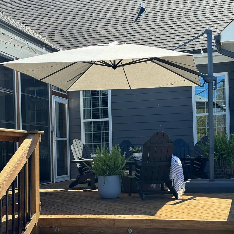 PURPLE LEAF 10 ft Stylish UV50+ Fade Resistant Patio Cantilever Umbrella with 360-degree Rotation