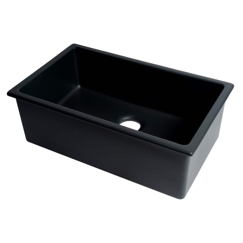 Black Matte 30" x 18" Fireclay Undermount / Drop In Fireclay Kitchen Sink