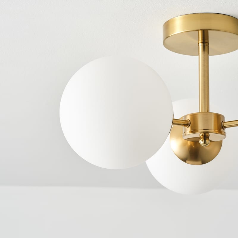 Starsky 3-Light Sputnik Modern White Bubble Glass Globe Semi Flush Mount