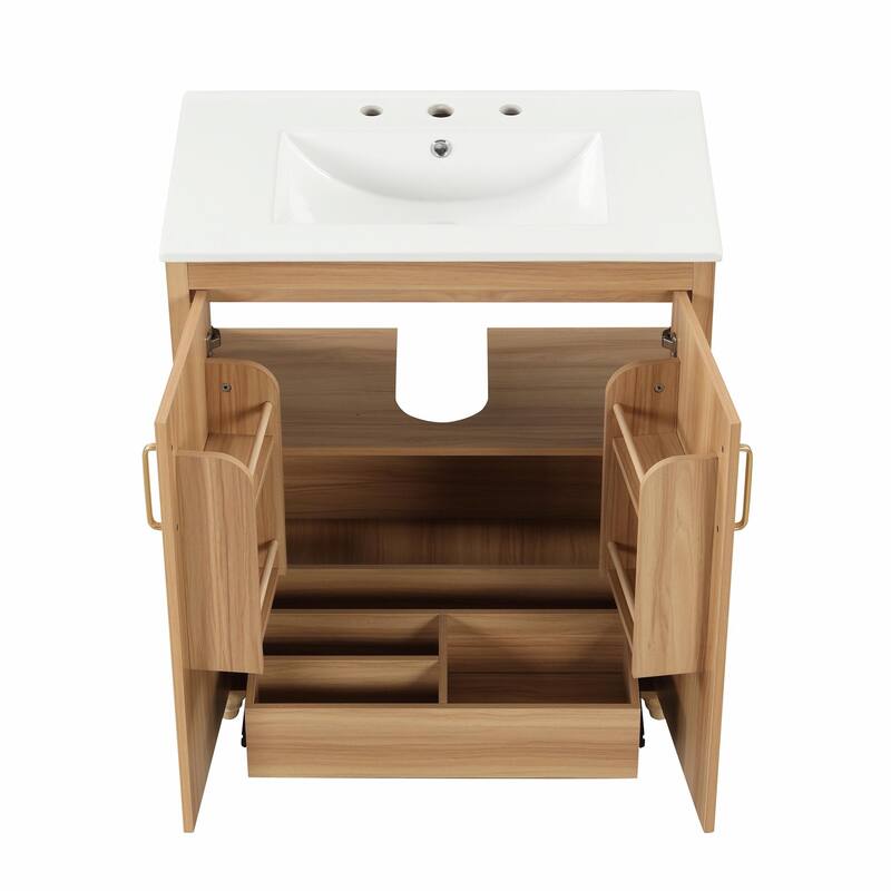 30" Bathroom Vanity with Sink Combo, Multi-functional Cabinet with Doors and Drawer, MDF Board