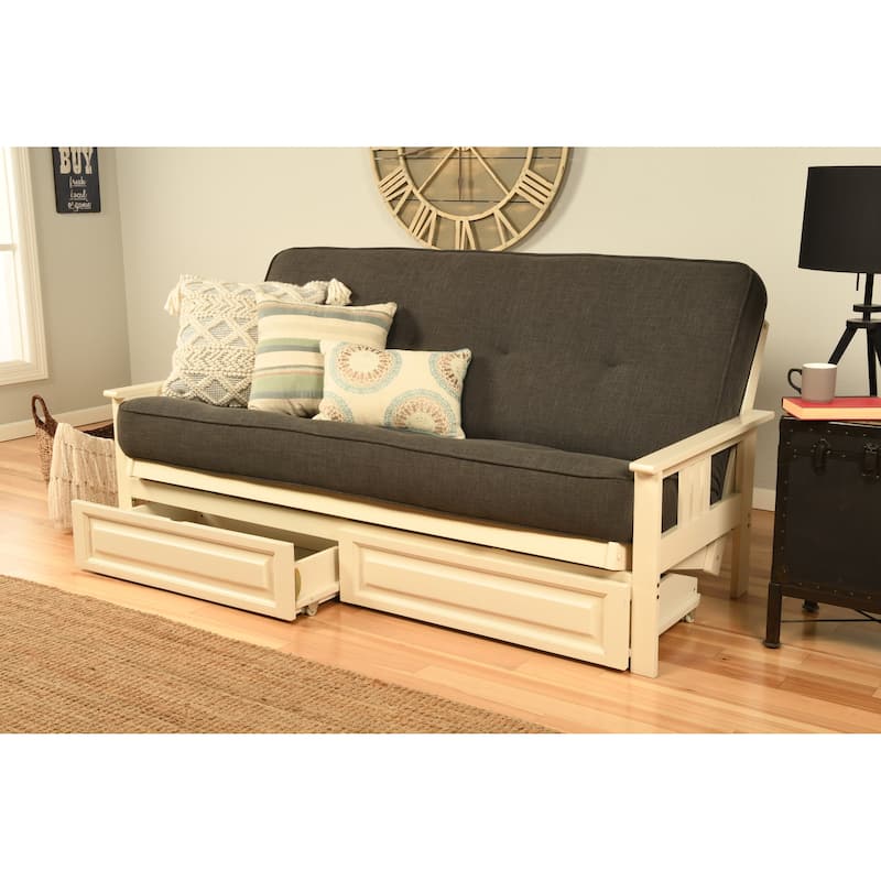 Somette Beli Mont Futon Set with Linen Mattress and Storage Drawers - Linen Charcoal