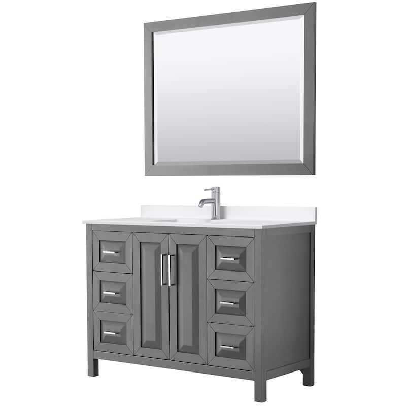 Wyndham Collection WCV252548S-QTZ-UNSM46 Daria 48" Free Standing - Dark Gray / White Quartz Top / Polished Chrome