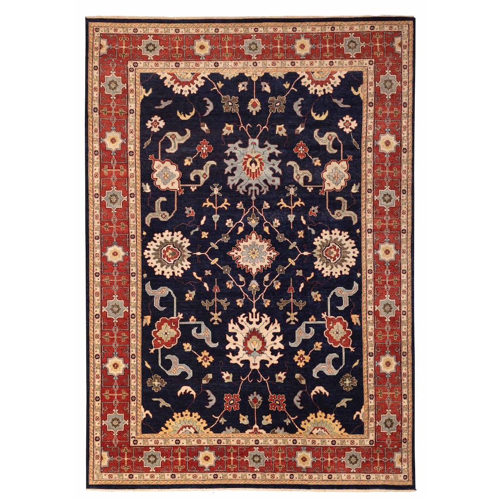 ECARPETGALLERY Hand-knotted Peshawar Oushak Dark Navy Wool Rug - 10'2 x 14'4