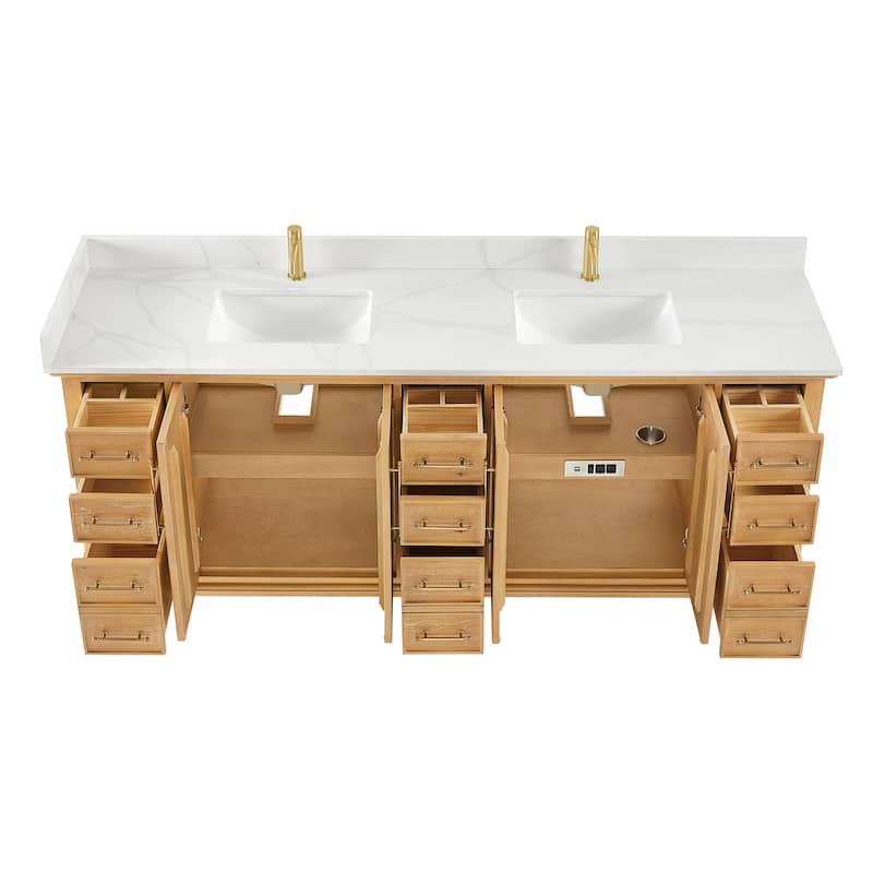 Tokyo Bath Vanity with Quartz Stone Top without Mirror