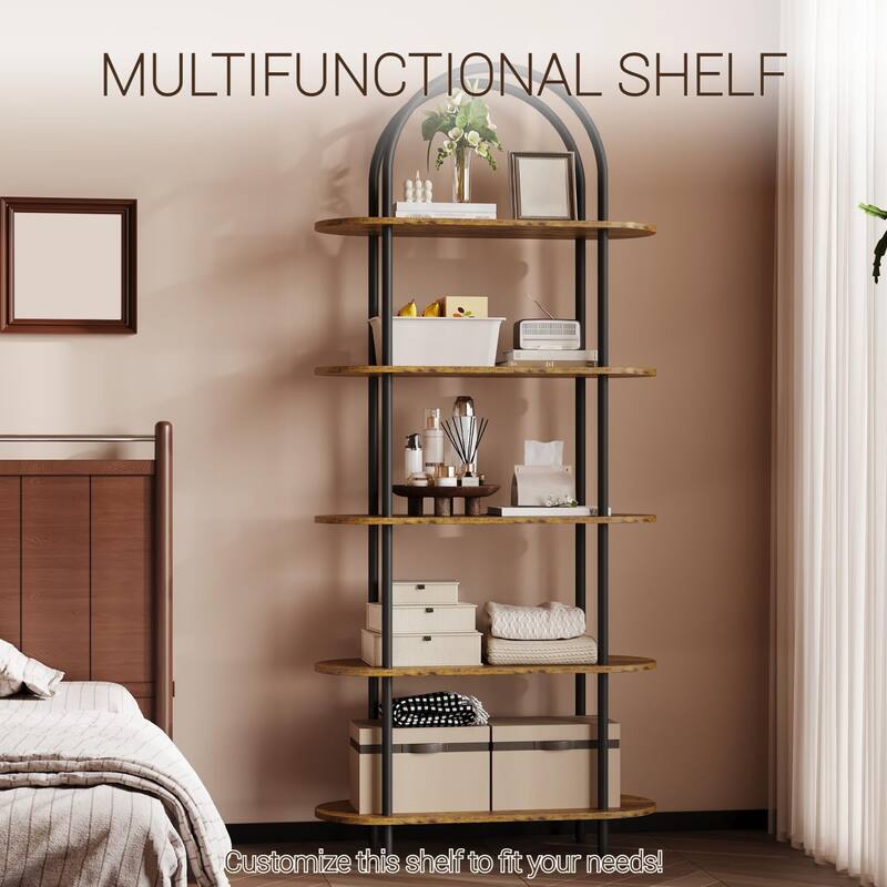 5-Shelf Bookcase, 71" Tall Metal Bookshelf,Modern Open Display Rack with Adjustable