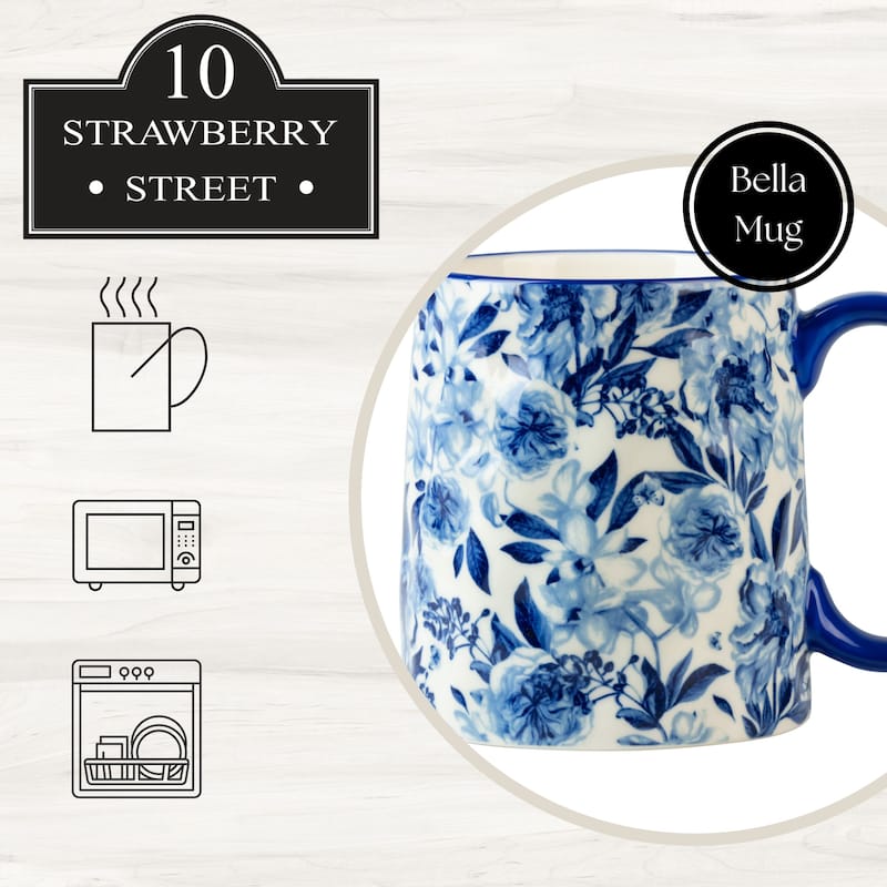 10 Strawberry Street Bella Flora Mugs, Set of 4