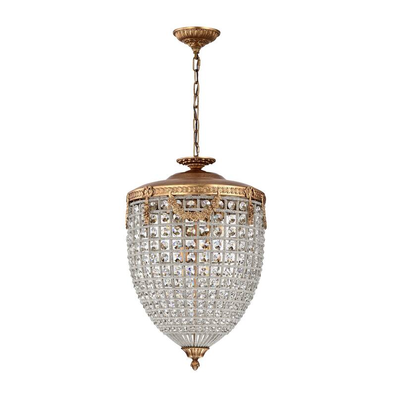 Antiqued 4-Light Glam Chandelier with Crystal Beaded for Living Room