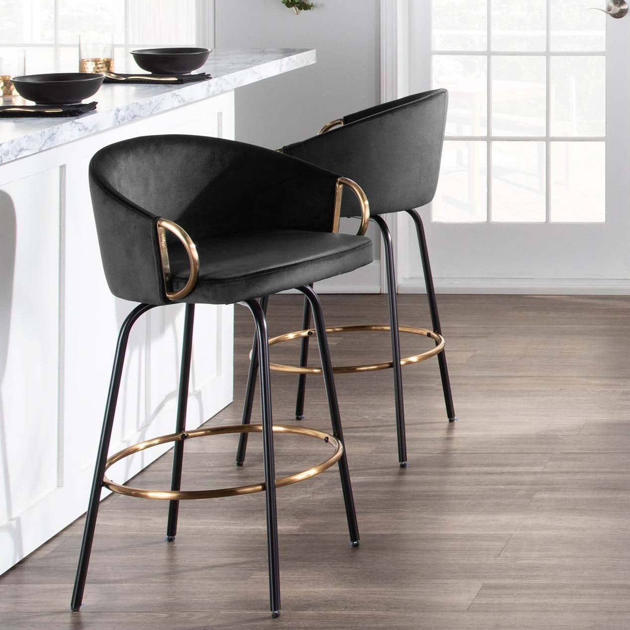 Strick & bolton harley sales adjustable matte black bar stool