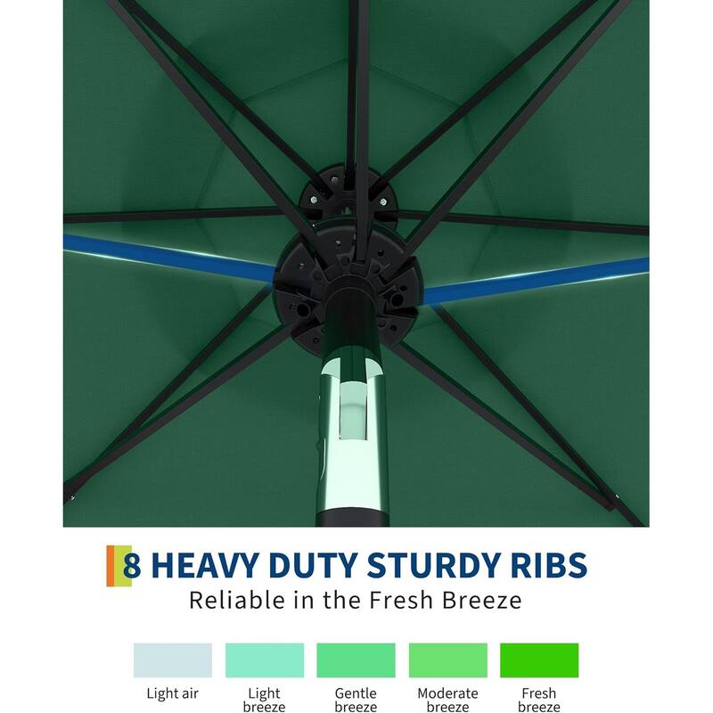 10 Ft Patio Umbrella with Solar Lights, Outdoor Table Umbrella with 40 LED Lights & Tilt Crank
