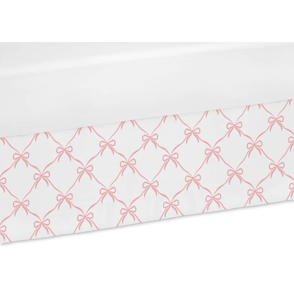 Sweet Jojo Designs Pink Bows Girl Queen Bed Skirt -Blush & White Elegant Bow for the Ballerina Ballet Dancer Princess Collection