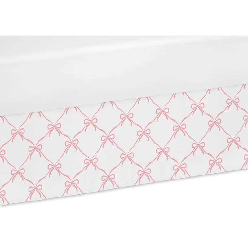 Sweet Jojo Designs Pink Bows Girl Queen Bed Skirt -Blush & White Elegant Bow for the Ballerina Ballet Dancer Princess Collection