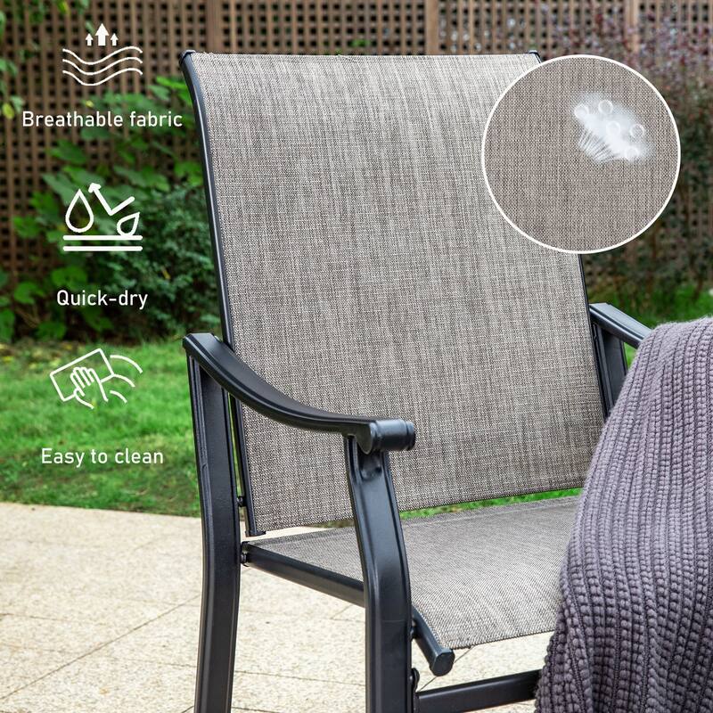 MAISON ARTS 7-Piece Patio Dining Set, 4 Textilene Fabric Armchairs and 2 Textilene Swivel Chairs with Rectangle Metal Table