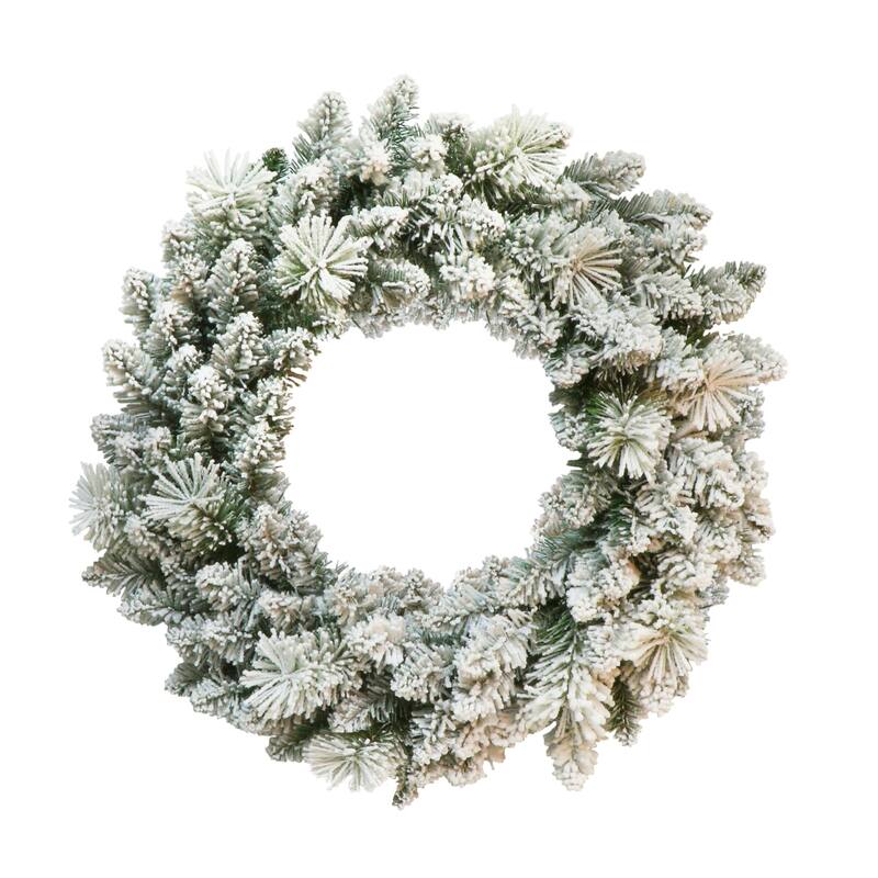 24"Flocked Spruce Puleo International Artificial Christmas Wreath