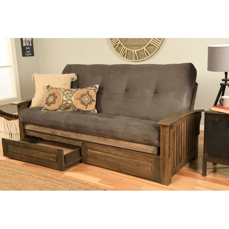 Somette Washington Full-size Futon Frame Includes Storage Drawers and Mattress