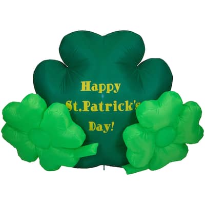 60" Inflatable Lighted Happy St. Patrick 's Day Triple Shamrock Decor
