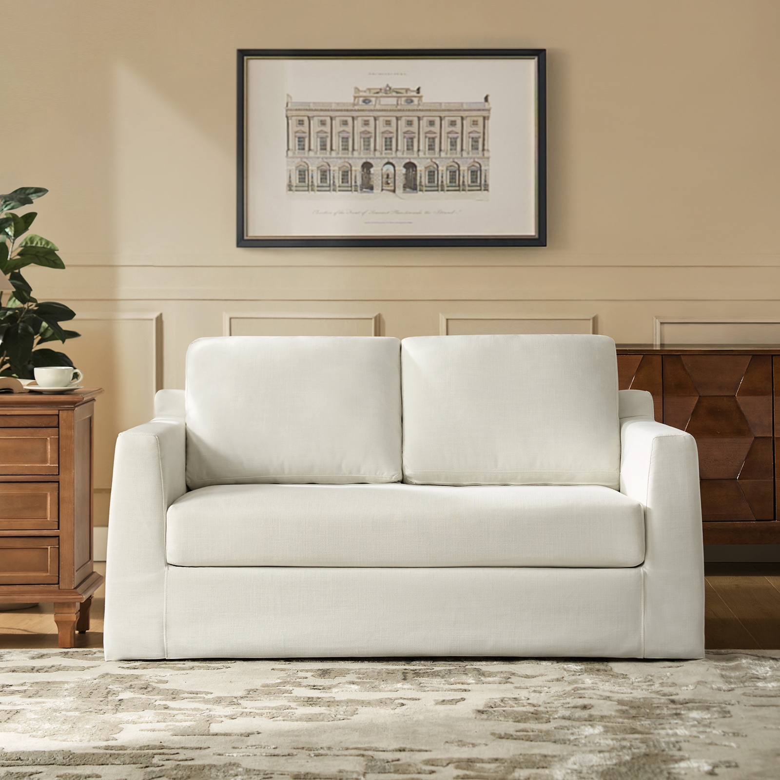 Xaiver Modern 60 Slipcovered Loveseat with Removable and Machine washable Cover by HULALA HOME On Sale Bed Bath Beyond 42014293