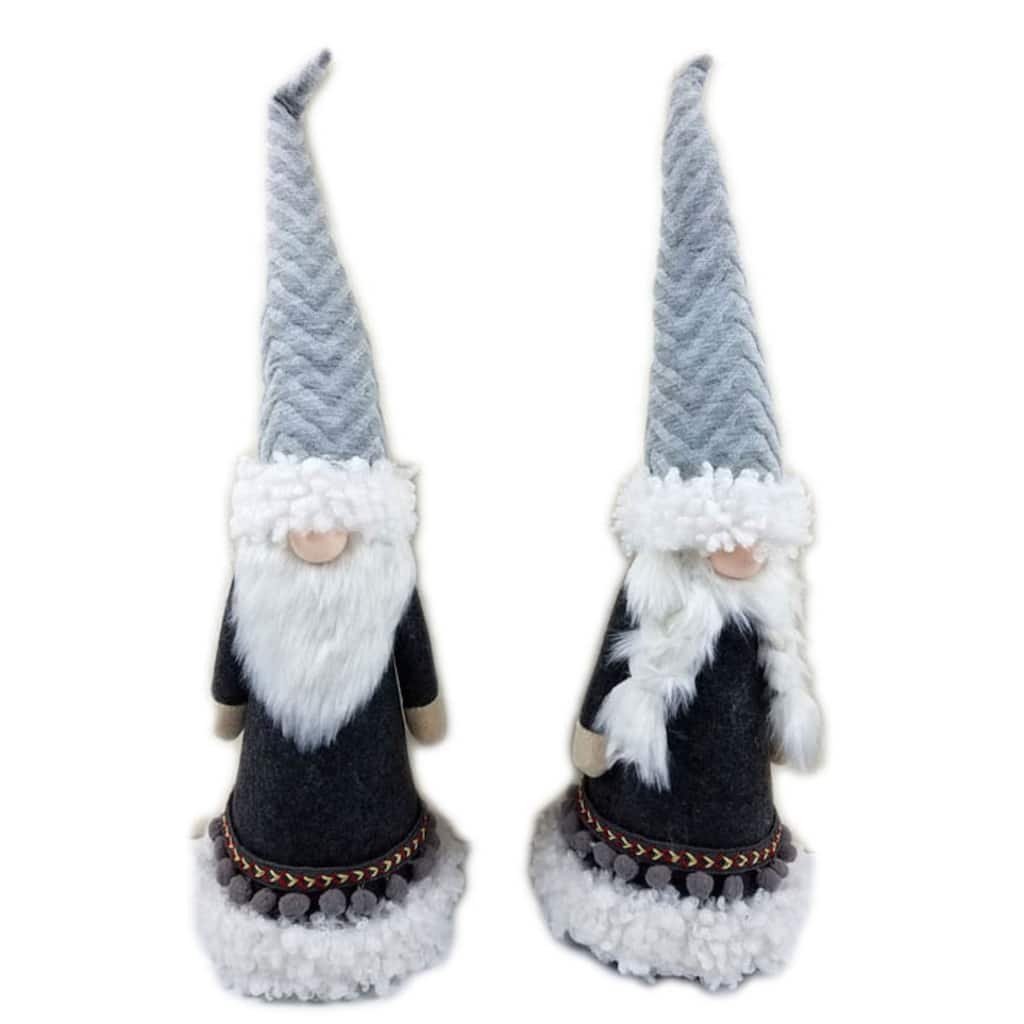 Nordic Mr and Mrs Santa Gnomes Christmas Figurines 24.5" Gray Set of 2