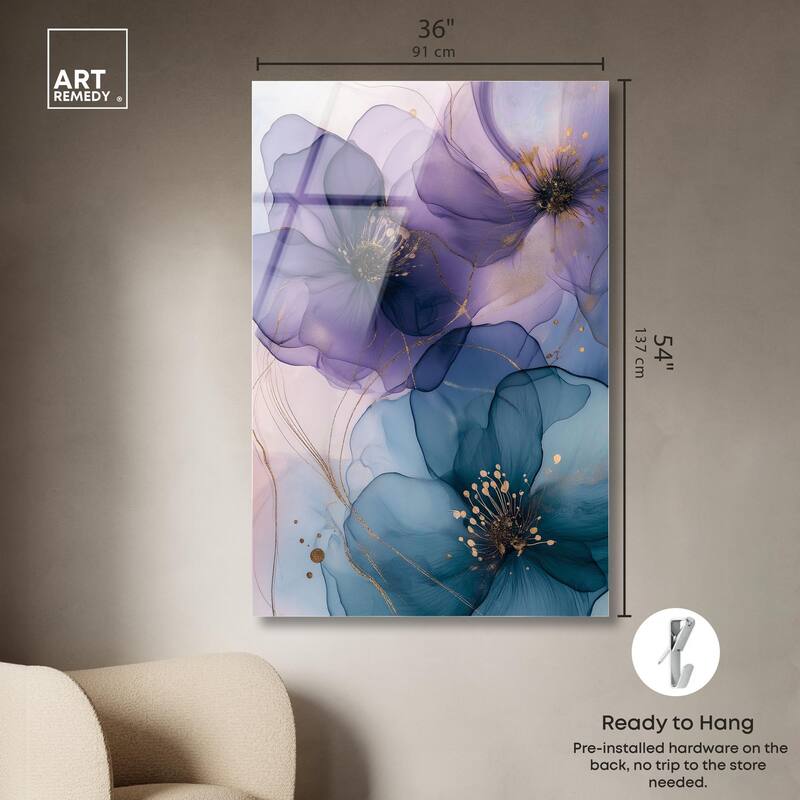 Gilded Cyanescence II Acrylic by Art Remedy, Ready to Hang