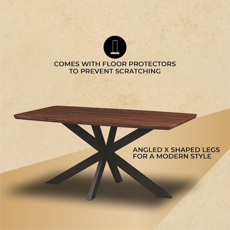 Ravenna Modern 63" Rectangular Dining Table with Solid Wood Top & X-Shape Metal Legs for Home Kitchen Dining Room
