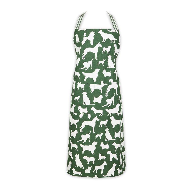 Design Imports Pet Print Chef Kitchen Apron - Hunter Green Dog Print