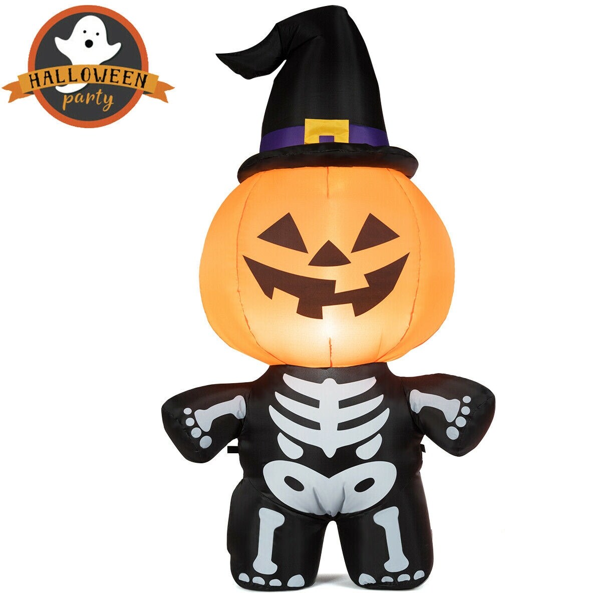 Shop Gymax 5ft Inflatable Capped Pumpkin Skeleton Lantern